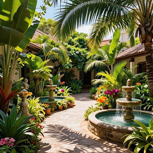 Lush Tropical Courtyard Oasis