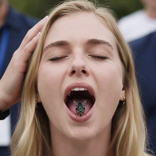 Surreal Close-Up of Woman with Fly