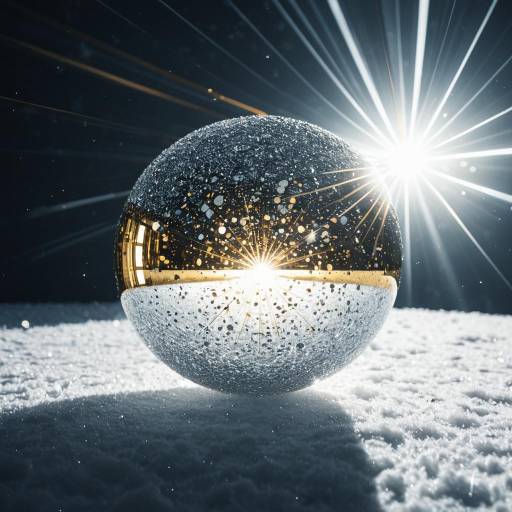Frosty Optical Sphere with Solar Gold Light Rays