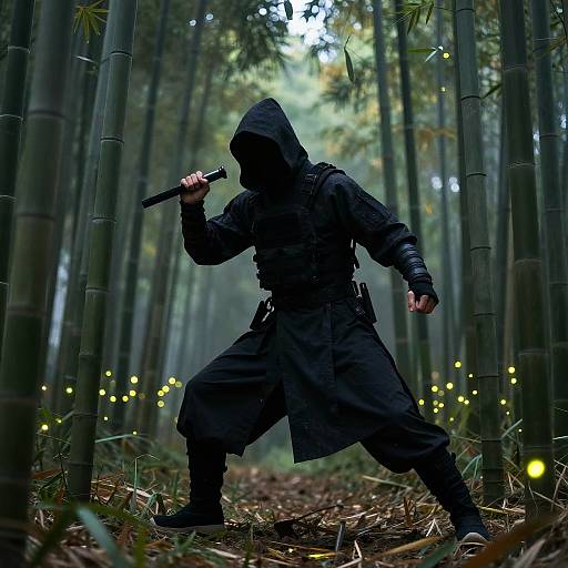 Stealthy Assassin in Bamboo Forest