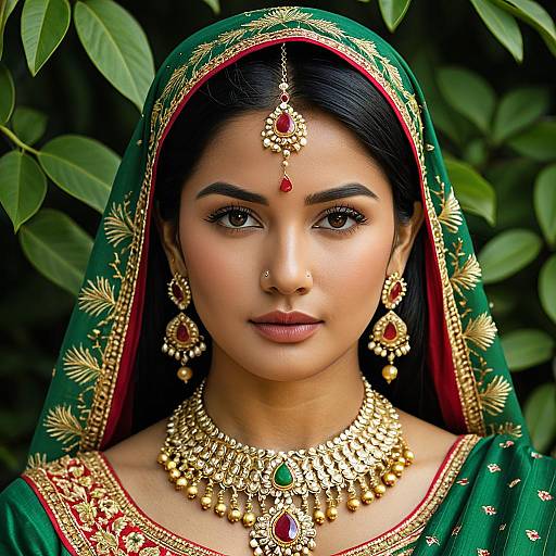 Young Indian Woman in Traditional Malay Costume