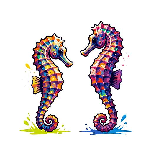Colorful Seahorse Graffiti Art