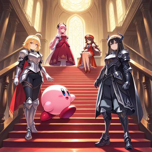 Crossover of Kirby and 6 Diverse Girls