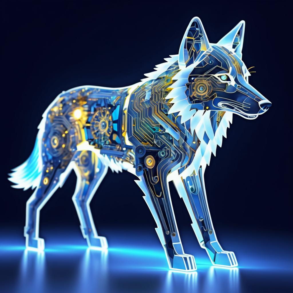 Surreal X-Ray Art of a Mechanical Wolf