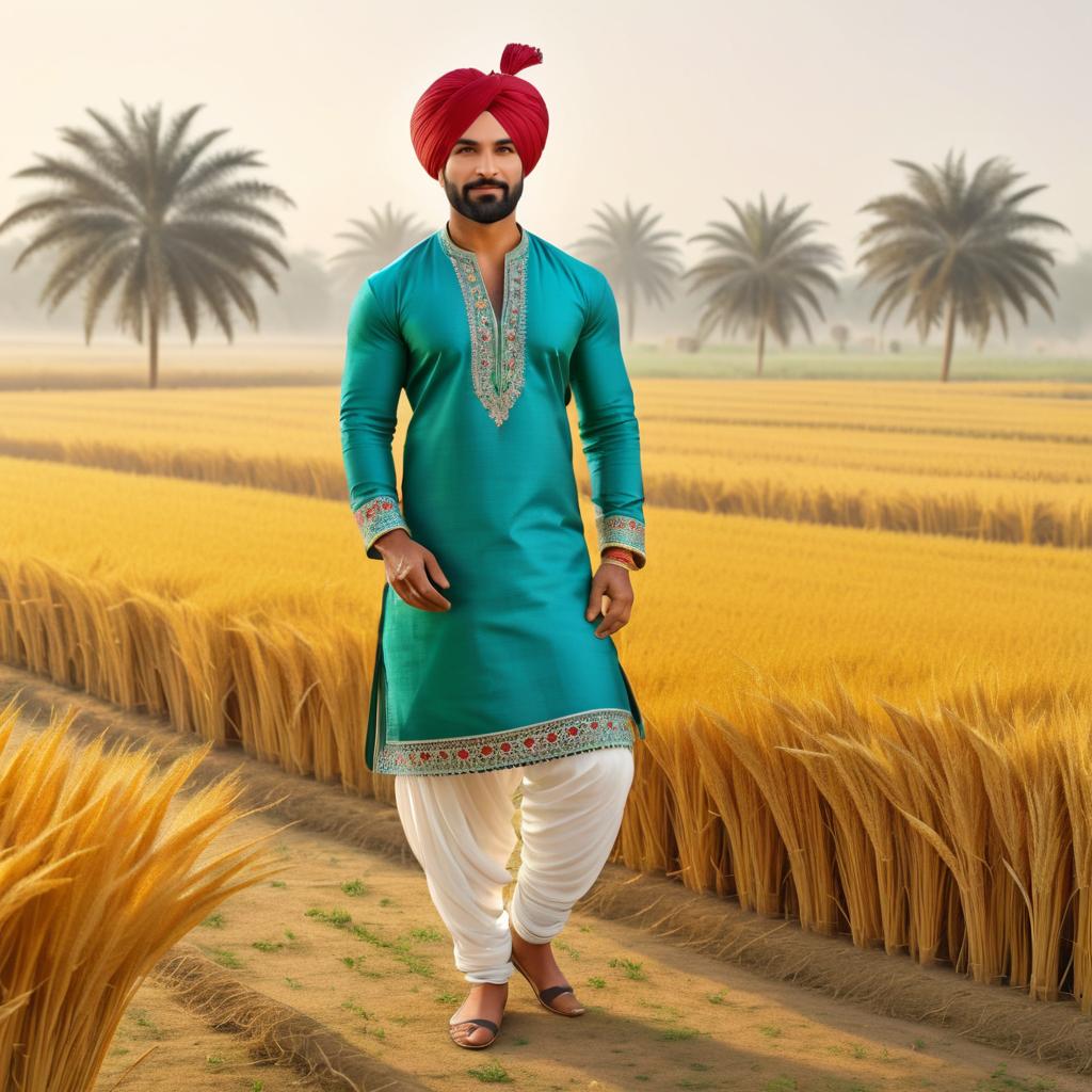 Traditional Punjabi Farmer with Cultural Detail