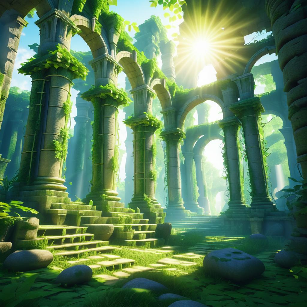 Enchanted Ruins in a Lush Landscape