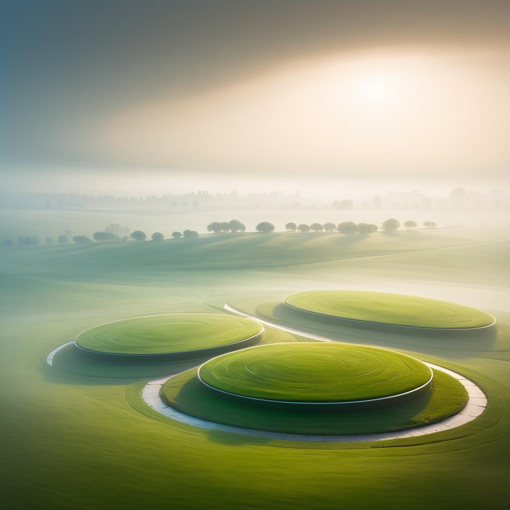 Futuristic City in a Misty Valley