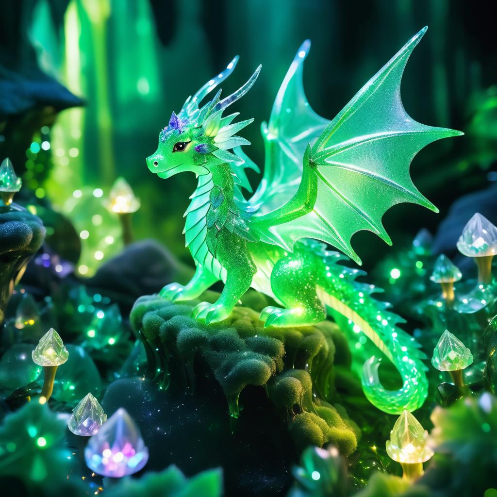 Enchanted Dragon in a Crystal Cave