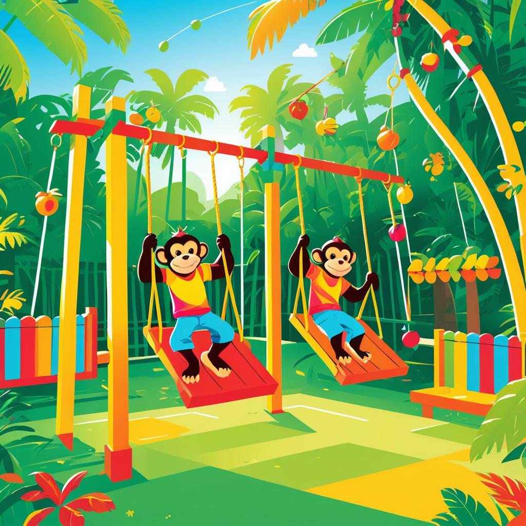 Playful Monkeys Swinging in Jungle Playground