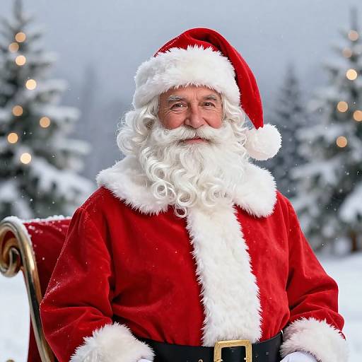 Classic Male Santa in Festive Winter Scene