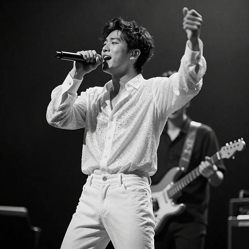 Monochrome Passionate Male Singer Performance