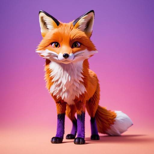 Stylized Cartoon Fox with Purple Legs