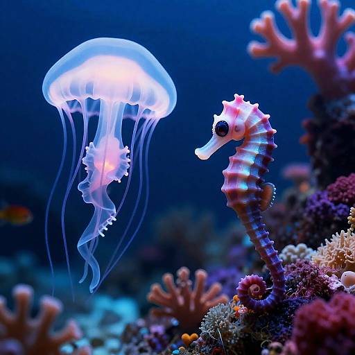 Bioluminescent Jellyfish and Pygmy Seahorse