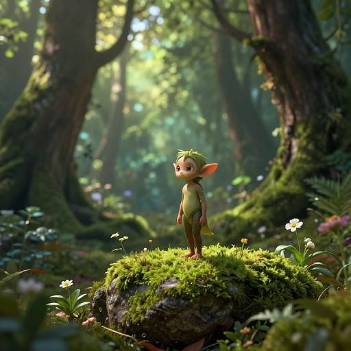 Forest Sprite on Mossy Rock