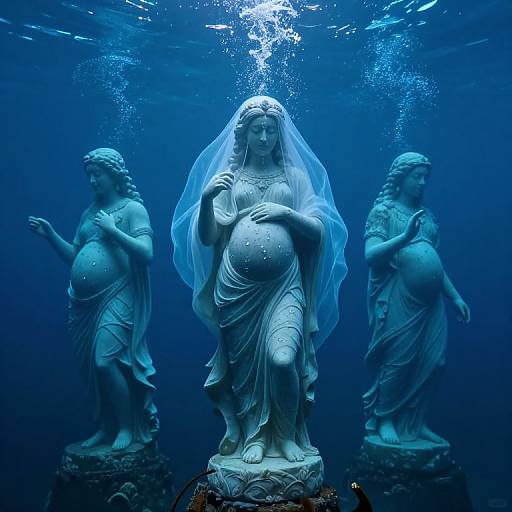 Ancient Statues Beneath Azure Depths