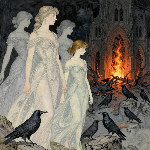 Ethereal Women and Ravens by Fiery Cathedral