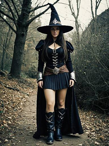 Long-Haired Sorceress in Armored Outfit