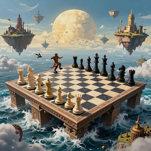 Surreal Dali-Inspired Chessboard Landscape