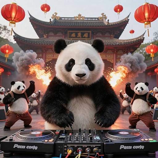 Panda DJ Party with Explosions