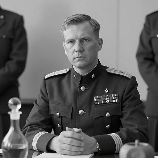 Serious Military Officer in Classic Uniform