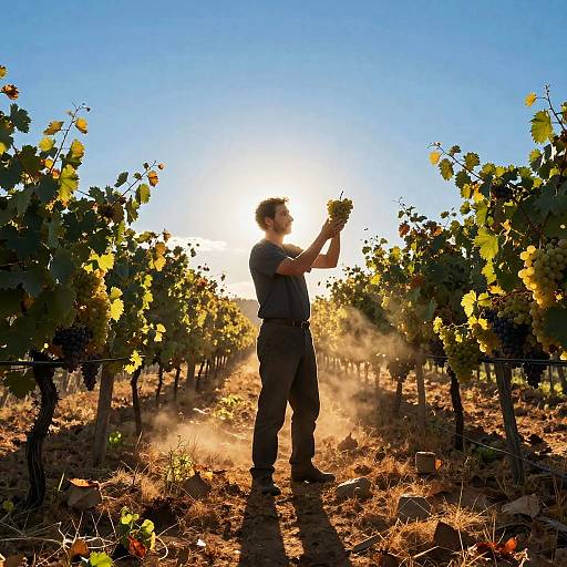 Sunlit Mediterranean Vineyard Scene