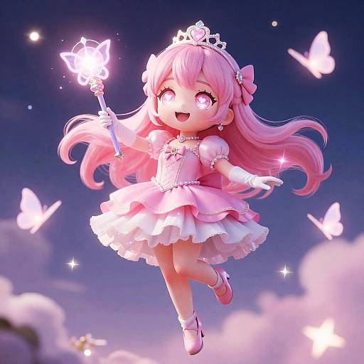 Chibi Magical Girl in Dynamic Pose