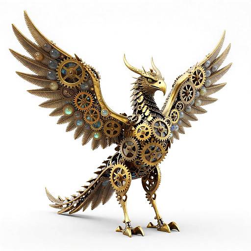 Majestic Steampunk Gryphon Sculpture