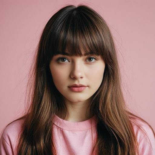 Realistic Portrait of a Girl with Bangs