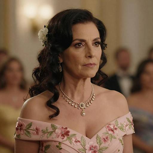 Serious Woman in Pink Evening Portrait