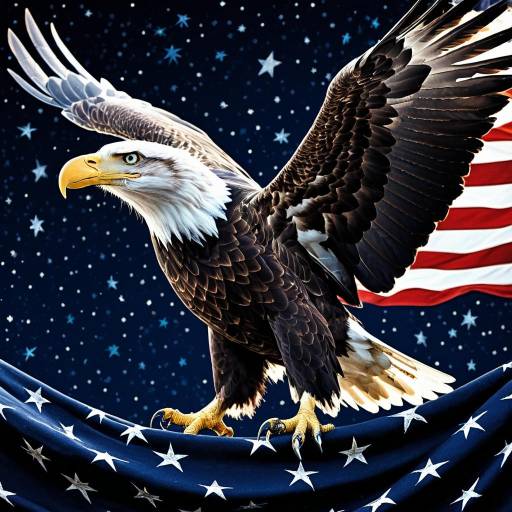 Majestic Bald Eagle with American Flag and Stars