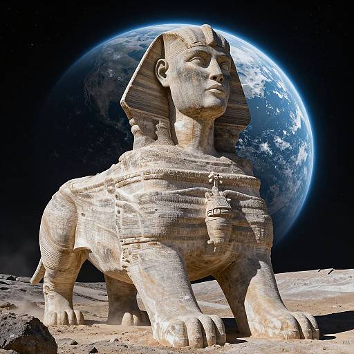 Colossal Sphinx on Moon Surface