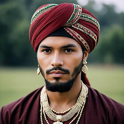 Realistic Male in Ethnic Costume Outdoors