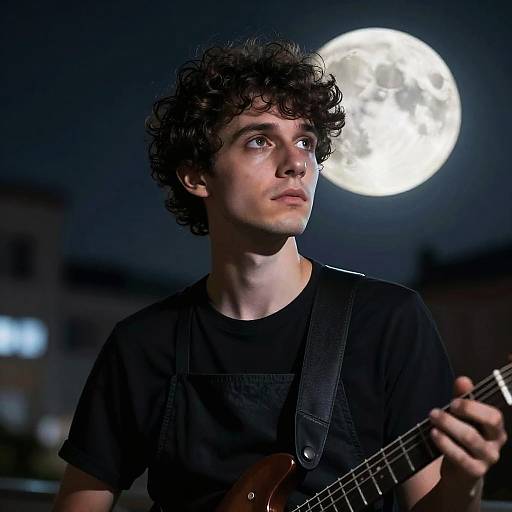 Surreal Moonlit Urban Musician Art