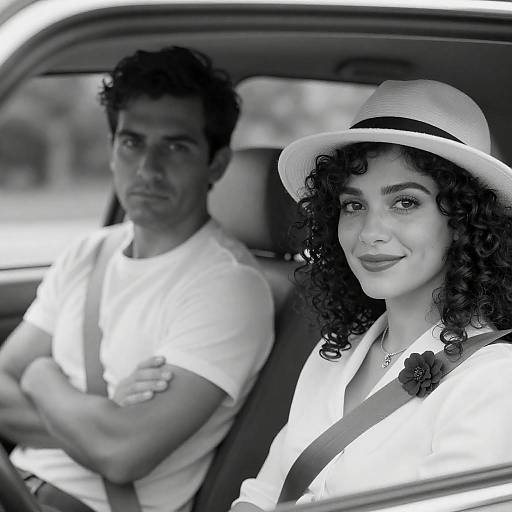 Vintage Car Portrait: Man and Woman