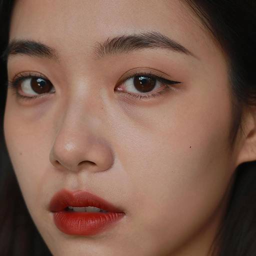 Close-up of Woman's Face with Red Lips