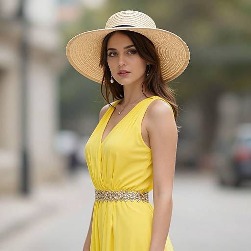 Realistic Girl in Yellow Flapper Dress