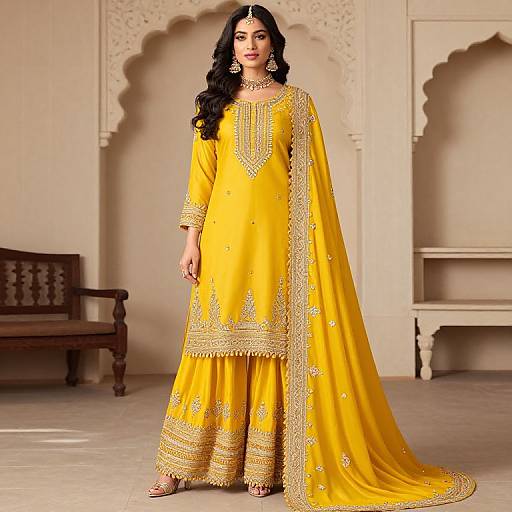 Yellow Pakistani Bridal Palazzo Suit