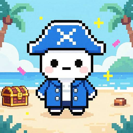 Pixel Art Tiny Pirate Captain Bust