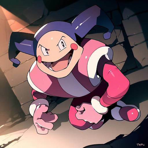 Illustration of Mr. mime, pokemon in the style of Optionaltypo