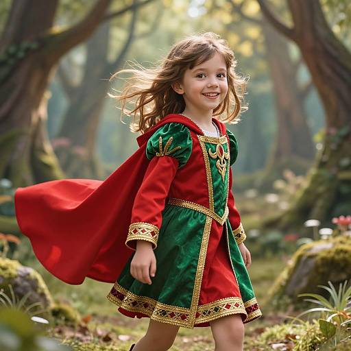 Joyful Girl in Enchanted Forest Costume