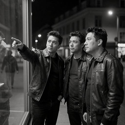 Dramatic Night Scene with Three Men