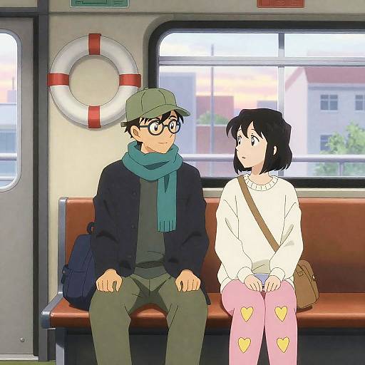 Anime Scene: Boy and Girl on Bench