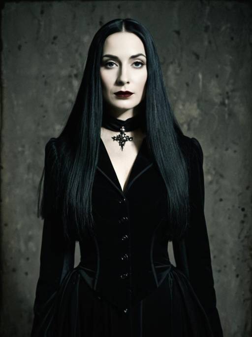 Woman in Morticia Addams Costume Portrait