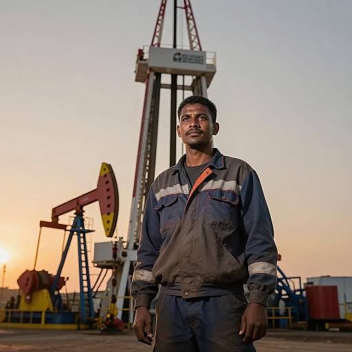 Rugged Oil Worker at Sunset