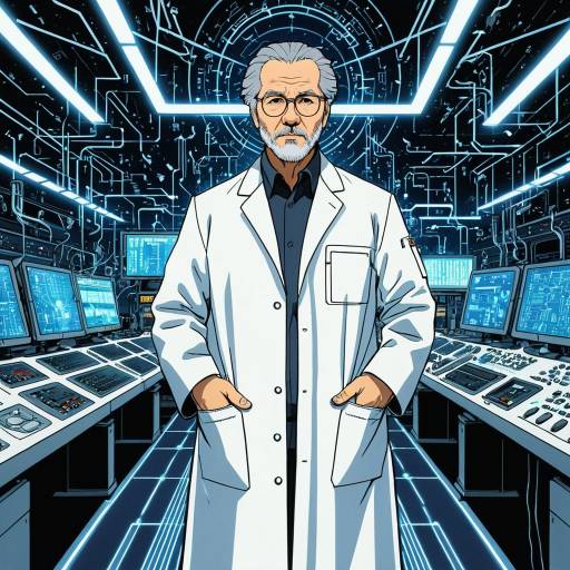 Middle-Aged Scientist in Futuristic Lab