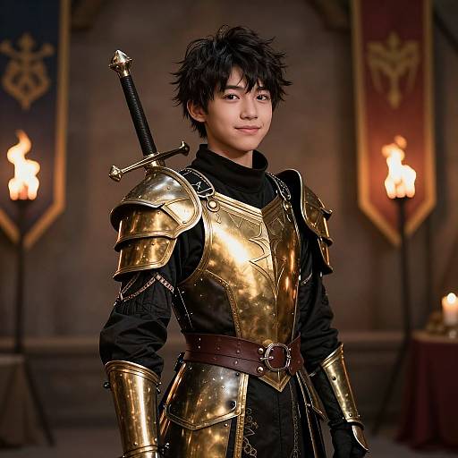Shy Teen Knight in Medieval Cosplay