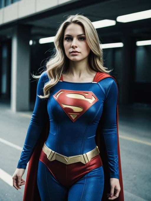Woman in Supergirl Costume