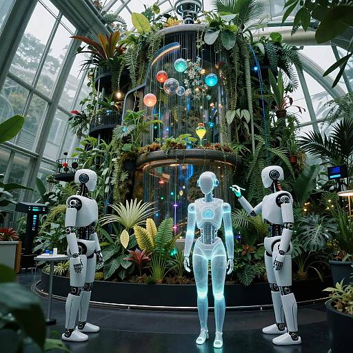 Futuristic Bioluminescent Android Botanists