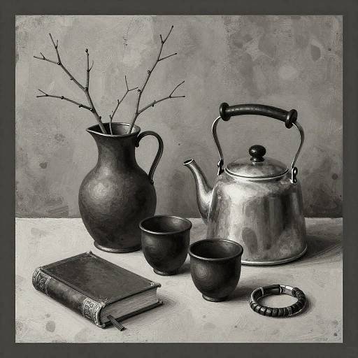 Monochrome Acrylic Still Life Composition