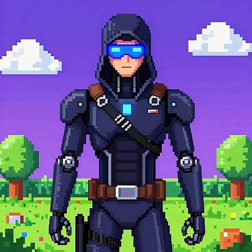 8-Bit Cybernetic Assassin Landscape